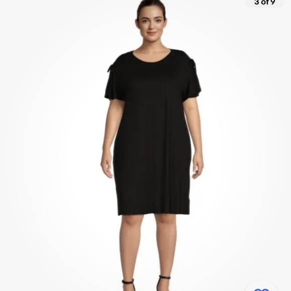 Terra and Sky Women’s Plus Size Black Ruched Shoulder Knit Dress 2X (20W-22W) - Picture 3 of 8